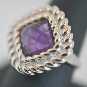 BOLD 950 (95%) Italian Silver & Amethyst Ring